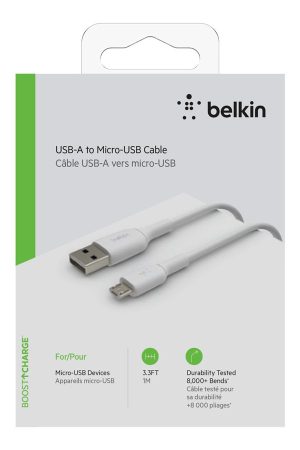 cable usb belkin boost charge – micro usb a usb – 1m | blanco
